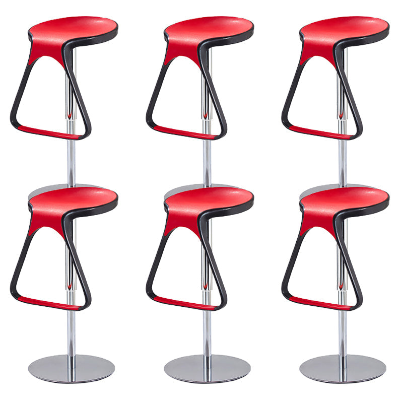 Armless Bar Stools Adjustable Height Dining Stool with Metal Base