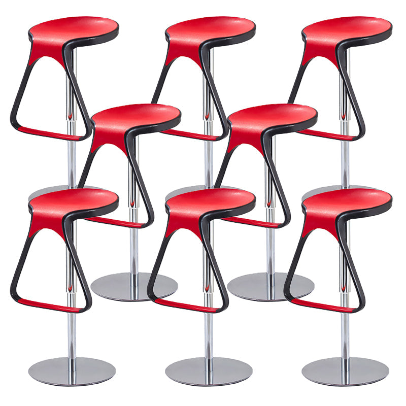 Armless Bar Stools Adjustable Height Dining Stool with Metal Base