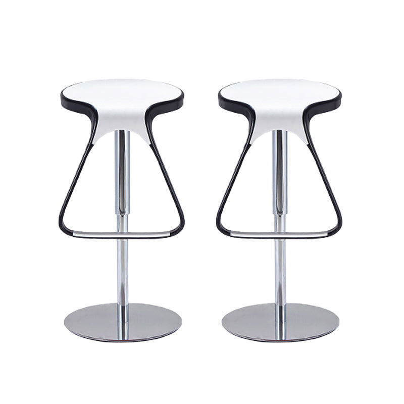 Armless Bar Stools Adjustable Height Dining Stool with Metal Base
