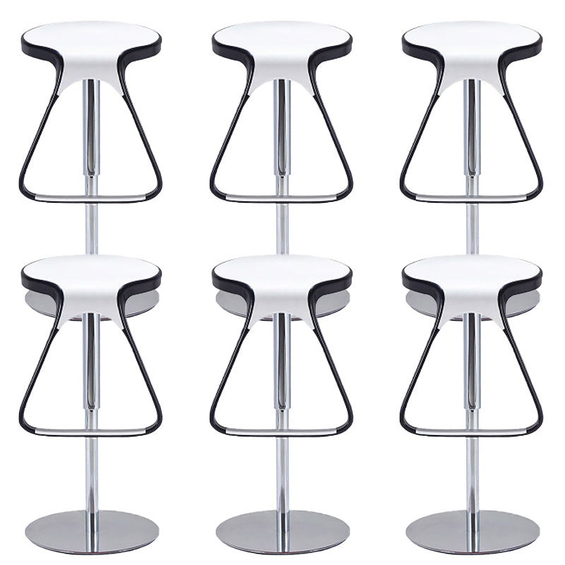 Armless Bar Stools Adjustable Height Dining Stool with Metal Base