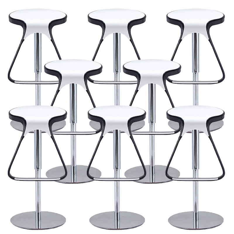 Armless Bar Stools Adjustable Height Dining Stool with Metal Base