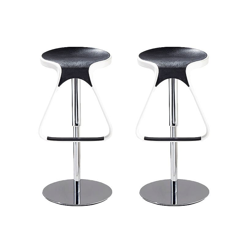 Armless Bar Stools Adjustable Height Dining Stool with Metal Base