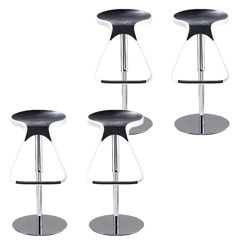 Armless Bar Stools Adjustable Height Dining Stool with Metal Base