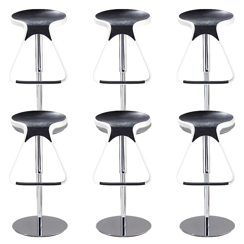 Armless Bar Stools Adjustable Height Dining Stool with Metal Base