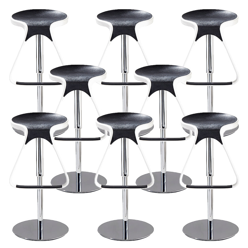 Armless Bar Stools Adjustable Height Dining Stool with Metal Base