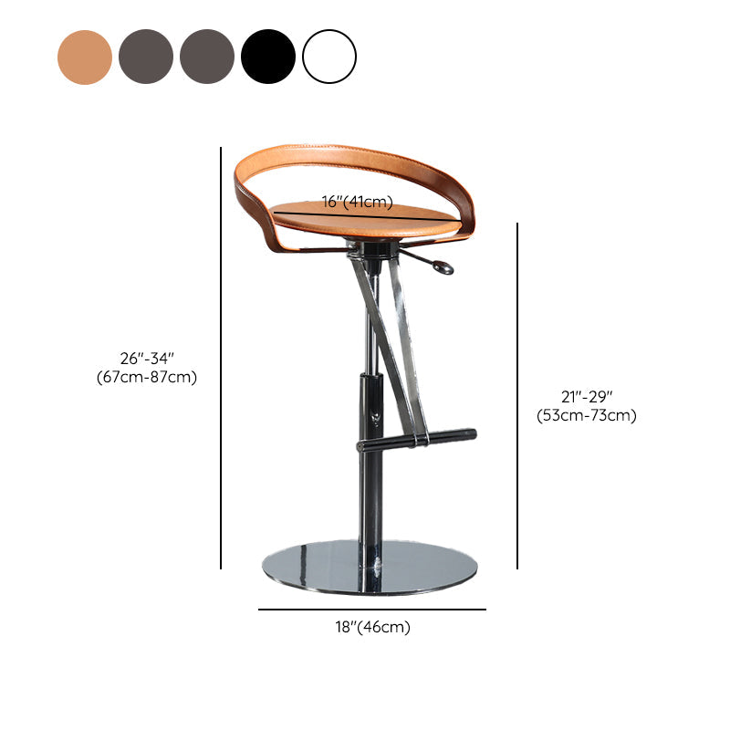Armless Bar Stools Adjustable Height Dining Stool with Metal Base