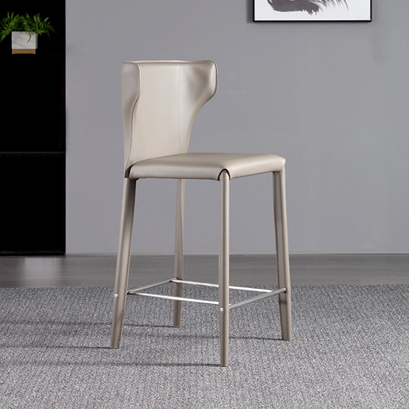 Faux Leather Bar and Counter Stool Nordic Style Patio Stool with Backrest Grey 1 Piece Clearhalo 'Bar Furniture' 'Bar Stools' 'bar_stools' 'furn' 'furn_bar_stools' 'Furniture' 'Kitchen & Dining Furniture' 7256706