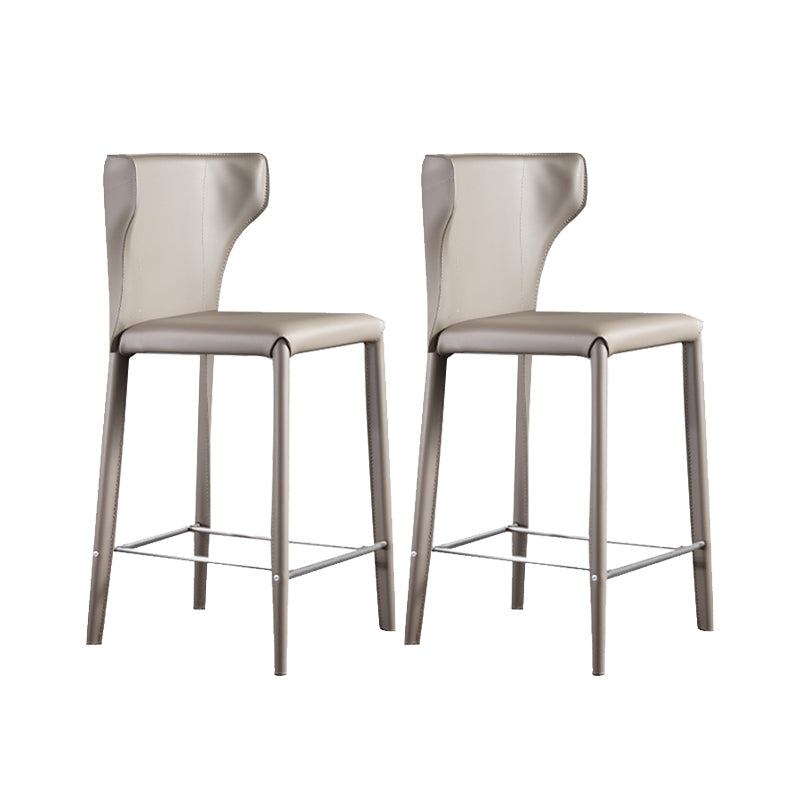 Faux Leather Bar and Counter Stool Nordic Style Patio Stool with Backrest Grey 2 Piece Set Clearhalo 'Bar Furniture' 'Bar Stools' 'bar_stools' 'furn' 'furn_bar_stools' 'Furniture' 'Kitchen & Dining Furniture' 7256707