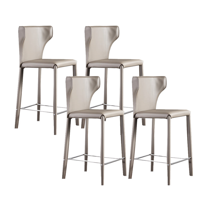 Faux Leather Bar and Counter Stool Nordic Style Patio Stool with Backrest Grey 4 Piece Set Clearhalo 'Bar Furniture' 'Bar Stools' 'bar_stools' 'furn' 'furn_bar_stools' 'Furniture' 'Kitchen & Dining Furniture' 7256708