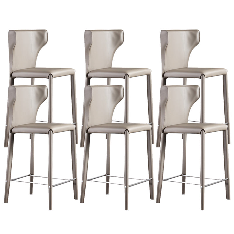 Faux Leather Bar and Counter Stool Nordic Style Patio Stool with Backrest Grey 6 Piece Set Clearhalo 'Bar Furniture' 'Bar Stools' 'bar_stools' 'furn' 'furn_bar_stools' 'Furniture' 'Kitchen & Dining Furniture' 7256710