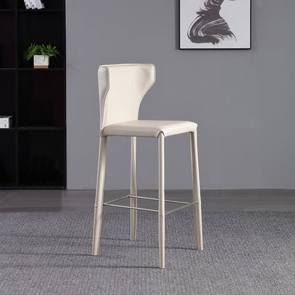 Faux Leather Bar and Counter Stool Nordic Style Patio Stool with Backrest Off-White 1 Piece Clearhalo 'Bar Furniture' 'Bar Stools' 'bar_stools' 'furn' 'furn_bar_stools' 'Furniture' 'Kitchen & Dining Furniture' 7256711