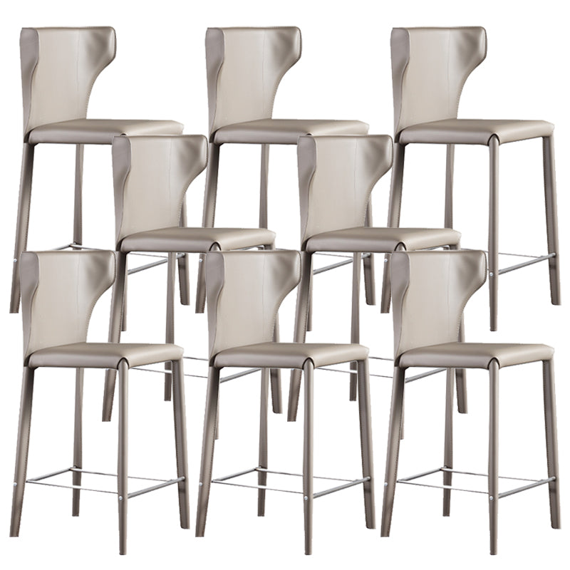 Faux Leather Bar and Counter Stool Nordic Style Patio Stool with Backrest Grey 8 Piece Set Clearhalo 'Bar Furniture' 'Bar Stools' 'bar_stools' 'furn' 'furn_bar_stools' 'Furniture' 'Kitchen & Dining Furniture' 7256712