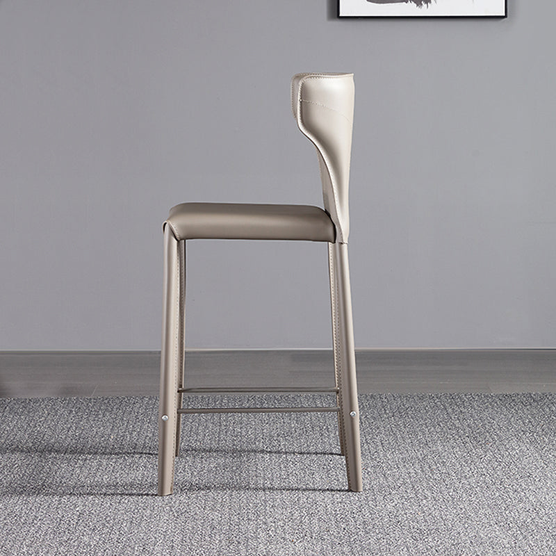 Faux Leather Bar and Counter Stool Nordic Style Patio Stool with Backrest Clearhalo 'Bar Furniture' 'Bar Stools' 'bar_stools' 'furn' 'furn_bar_stools' 'Furniture' 'Kitchen & Dining Furniture' 7256713