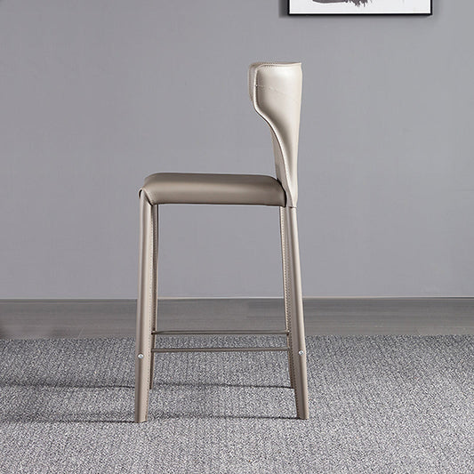 Faux Leather Bar and Counter Stool Nordic Style Patio Stool with Backrest