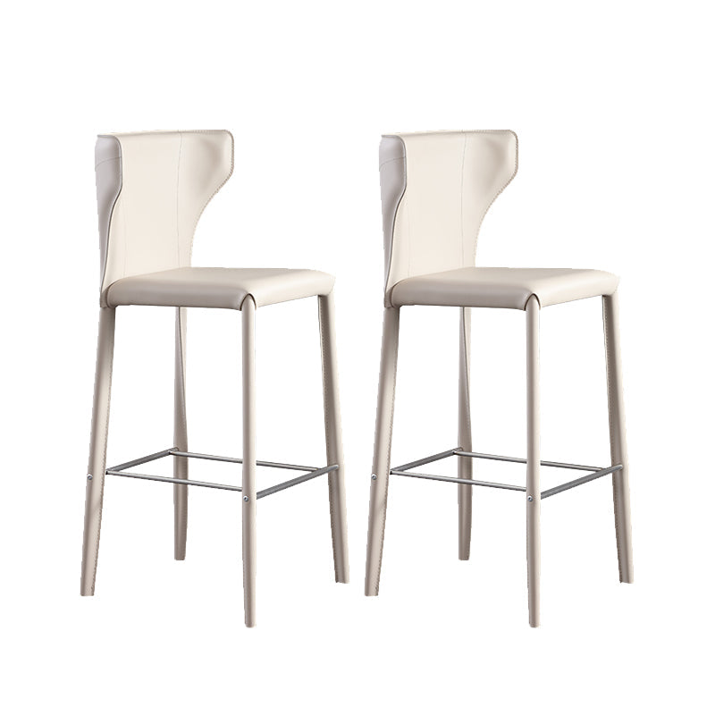 Faux Leather Bar and Counter Stool Nordic Style Patio Stool with Backrest Off-White 2 Piece Set Clearhalo 'Bar Furniture' 'Bar Stools' 'bar_stools' 'furn' 'furn_bar_stools' 'Furniture' 'Kitchen & Dining Furniture' 7256714