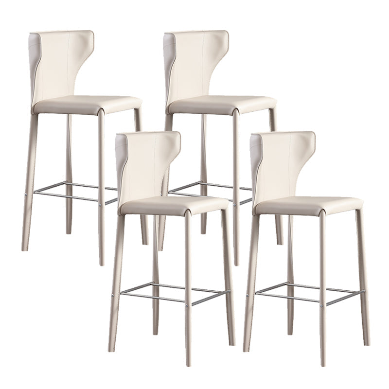 Faux Leather Bar and Counter Stool Nordic Style Patio Stool with Backrest Off-White 4 Piece Set Clearhalo 'Bar Furniture' 'Bar Stools' 'bar_stools' 'furn' 'furn_bar_stools' 'Furniture' 'Kitchen & Dining Furniture' 7256716