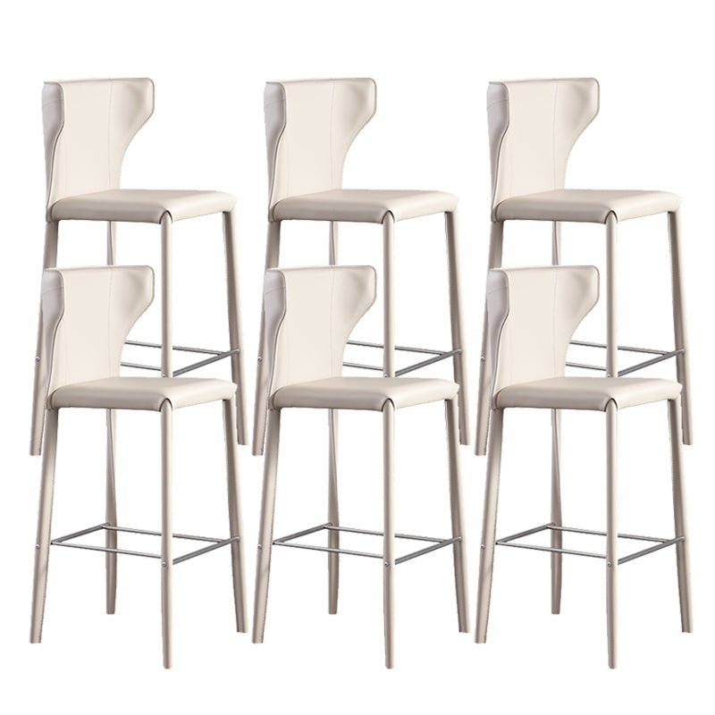 Faux Leather Bar and Counter Stool Nordic Style Patio Stool with Backrest Off-White 6 Piece Set Clearhalo 'Bar Furniture' 'Bar Stools' 'bar_stools' 'furn' 'furn_bar_stools' 'Furniture' 'Kitchen & Dining Furniture' 7256719