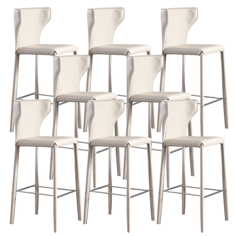 Faux Leather Bar and Counter Stool Nordic Style Patio Stool with Backrest Off-White 8 Piece Set Clearhalo 'Bar Furniture' 'Bar Stools' 'bar_stools' 'furn' 'furn_bar_stools' 'Furniture' 'Kitchen & Dining Furniture' 7256720
