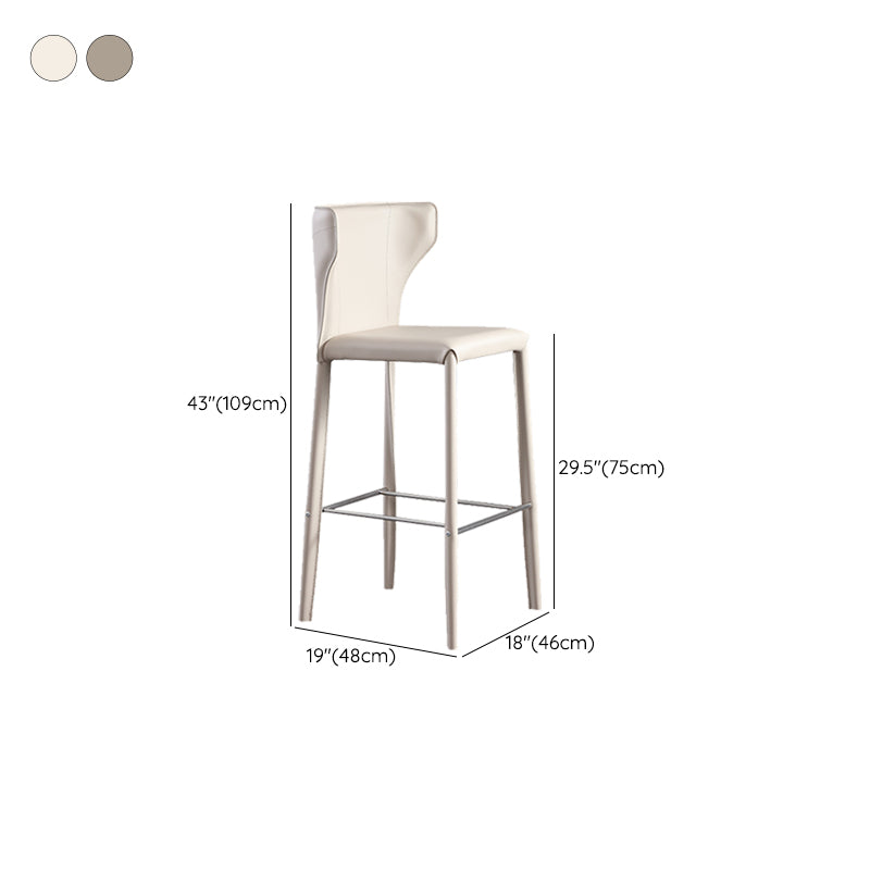 Faux Leather Bar and Counter Stool Nordic Style Patio Stool with Backrest Clearhalo 'Bar Furniture' 'Bar Stools' 'bar_stools' 'furn' 'furn_bar_stools' 'Furniture' 'Kitchen & Dining Furniture' 7256723