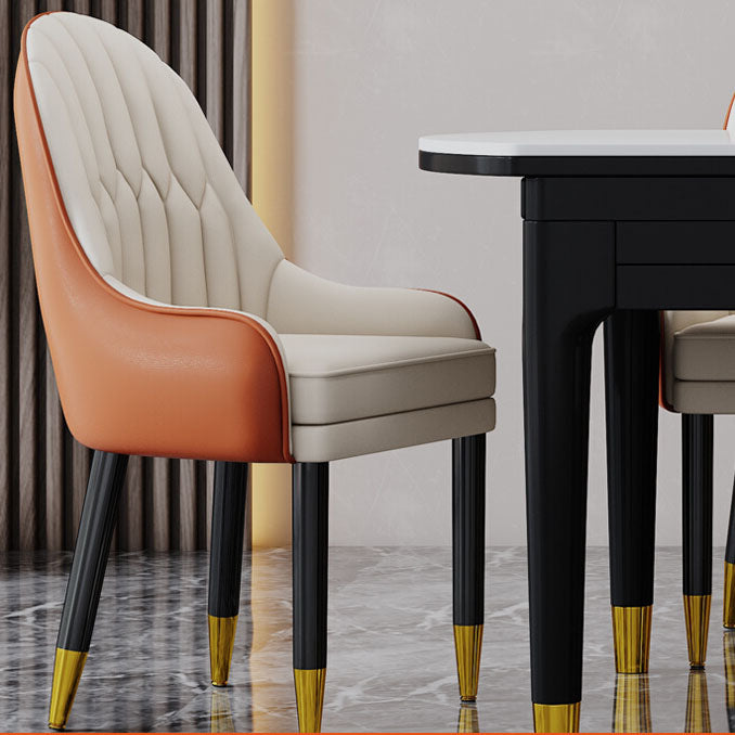Faux Leather Dining Chairs Modern Parsons Chair with Wood Legs Clearhalo 'Dining Chairs' 'Dining Tables & Seating' 'dining_chair' 'furn' 'furn_dining_chair' 'Furniture' 'Kitchen & Dining Furniture' 7256872