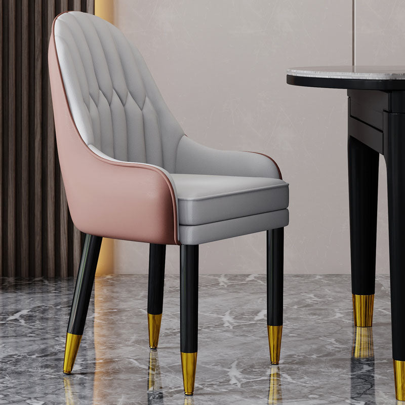 Faux Leather Dining Chairs Modern Parsons Chair with Wood Legs Pink 1 Piece Clearhalo 'Dining Chairs' 'Dining Tables & Seating' 'dining_chair' 'furn' 'furn_dining_chair' 'Furniture' 'Kitchen & Dining Furniture' 7256873