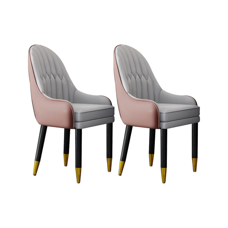 Faux Leather Dining Chairs Modern Parsons Chair with Wood Legs Pink 2 Piece Set Clearhalo 'Dining Chairs' 'Dining Tables & Seating' 'dining_chair' 'furn' 'furn_dining_chair' 'Furniture' 'Kitchen & Dining Furniture' 7256875