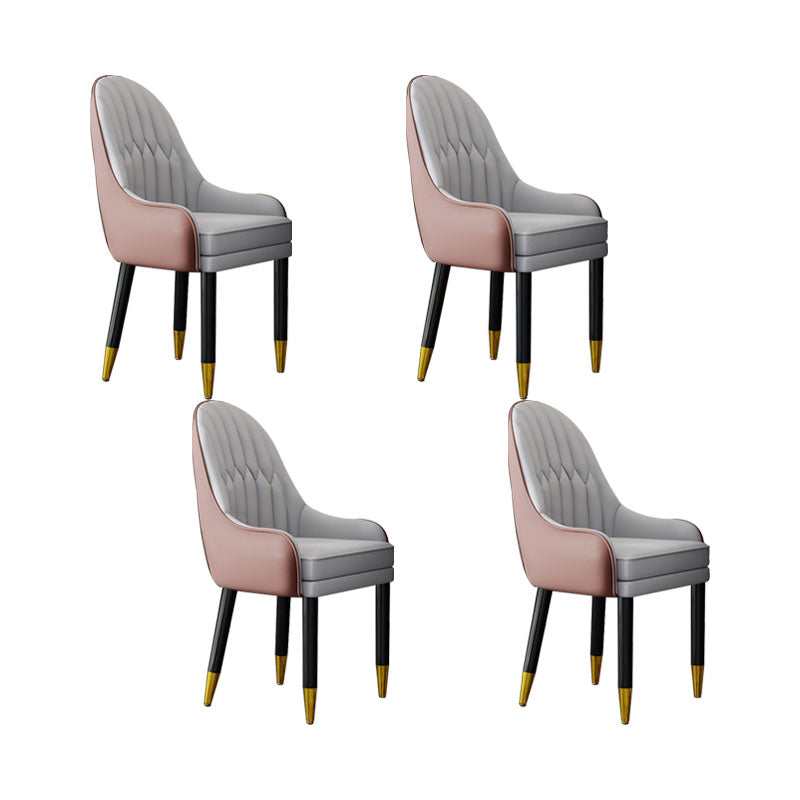 Faux Leather Dining Chairs Modern Parsons Chair with Wood Legs Pink 4 Piece Set Clearhalo 'Dining Chairs' 'Dining Tables & Seating' 'dining_chair' 'furn' 'furn_dining_chair' 'Furniture' 'Kitchen & Dining Furniture' 7256877