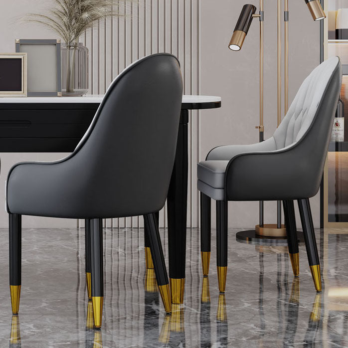 Faux Leather Dining Chairs Modern Parsons Chair with Wood Legs Clearhalo 'Dining Chairs' 'Dining Tables & Seating' 'dining_chair' 'furn' 'furn_dining_chair' 'Furniture' 'Kitchen & Dining Furniture' 7256878