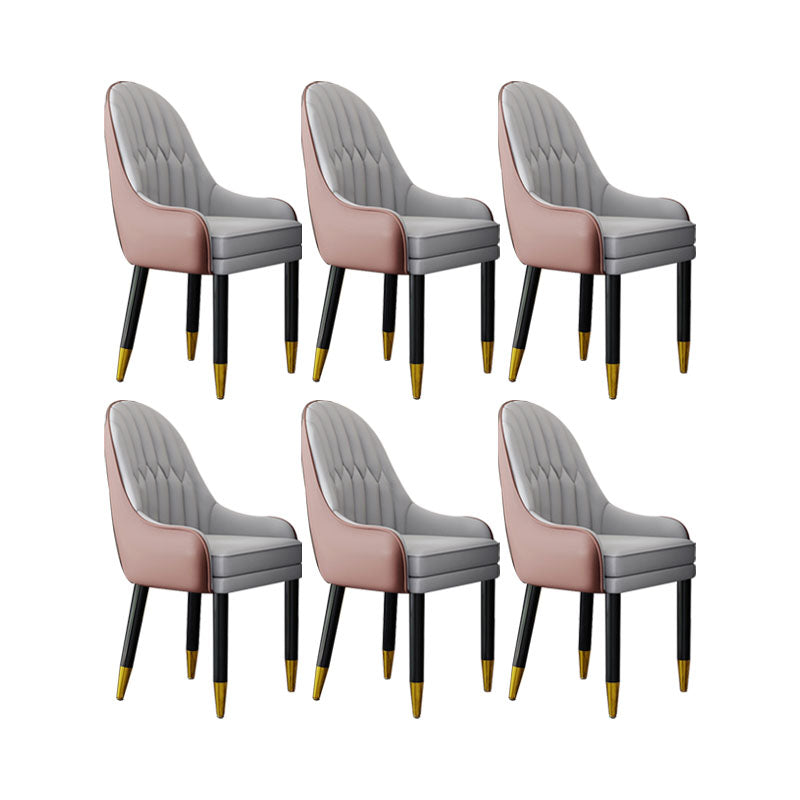 Faux Leather Dining Chairs Modern Parsons Chair with Wood Legs Pink 6 Piece Set Clearhalo 'Dining Chairs' 'Dining Tables & Seating' 'dining_chair' 'furn' 'furn_dining_chair' 'Furniture' 'Kitchen & Dining Furniture' 7256879
