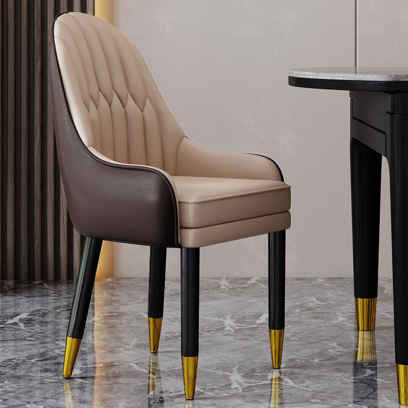 Faux Leather Dining Chairs Modern Parsons Chair with Wood Legs Khaki 1 Piece Clearhalo 'Dining Chairs' 'Dining Tables & Seating' 'dining_chair' 'furn' 'furn_dining_chair' 'Furniture' 'Kitchen & Dining Furniture' 7256883