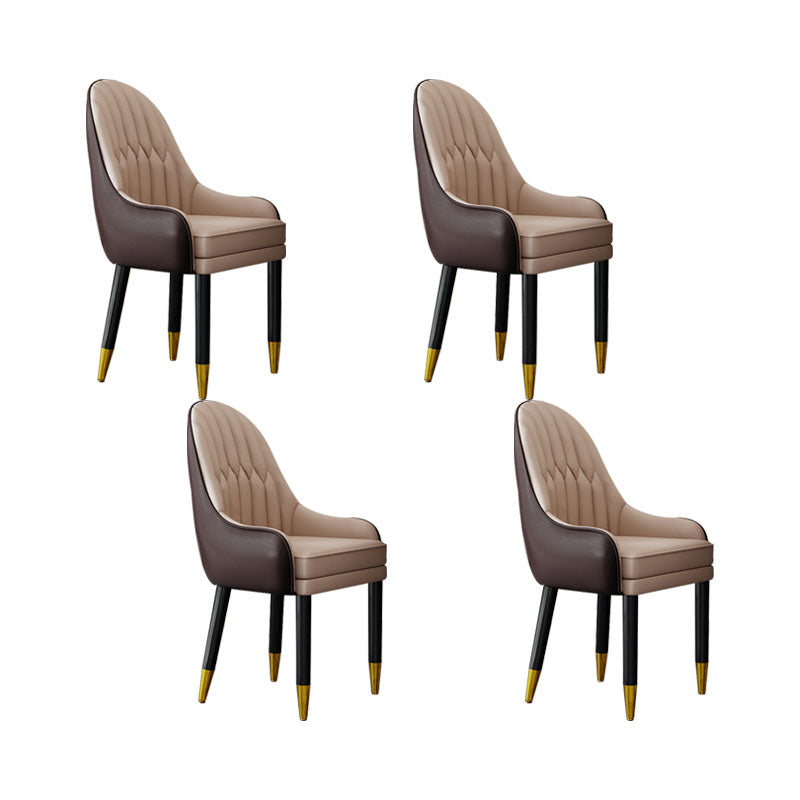 Faux Leather Dining Chairs Modern Parsons Chair with Wood Legs Khaki 4 Piece Set Clearhalo 'Dining Chairs' 'Dining Tables & Seating' 'dining_chair' 'furn' 'furn_dining_chair' 'Furniture' 'Kitchen & Dining Furniture' 7256887