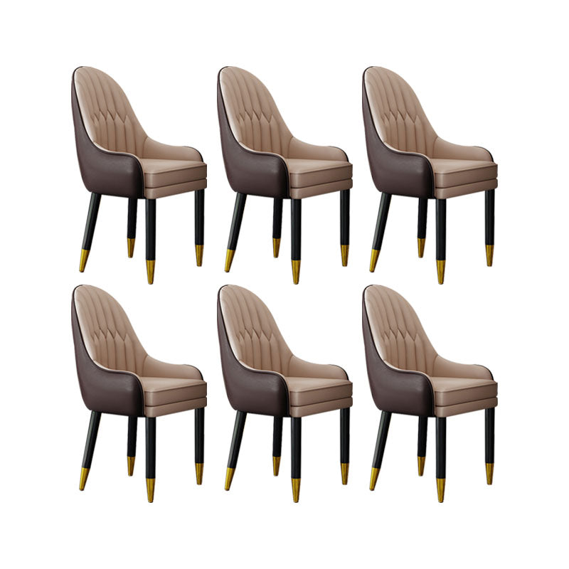 Faux Leather Dining Chairs Modern Parsons Chair with Wood Legs Khaki 6 Piece Set Clearhalo 'Dining Chairs' 'Dining Tables & Seating' 'dining_chair' 'furn' 'furn_dining_chair' 'Furniture' 'Kitchen & Dining Furniture' 7256888
