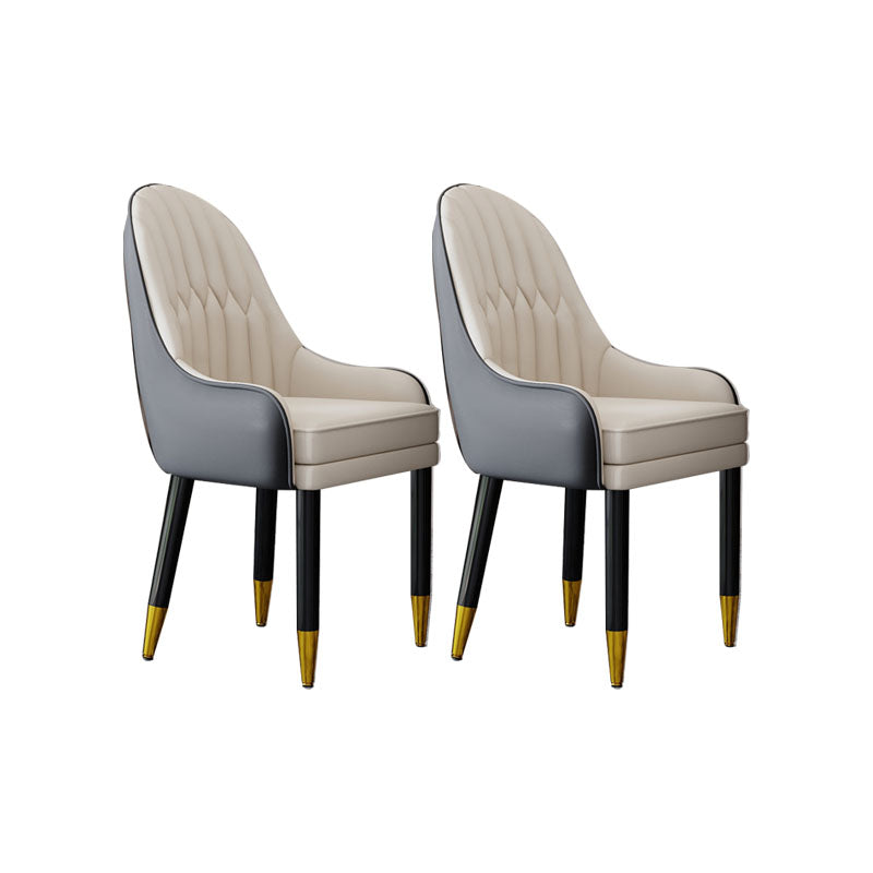 Faux Leather Dining Chairs Modern Parsons Chair with Wood Legs Off-White 2 Piece Set Clearhalo 'Dining Chairs' 'Dining Tables & Seating' 'dining_chair' 'furn' 'furn_dining_chair' 'Furniture' 'Kitchen & Dining Furniture' 7256893