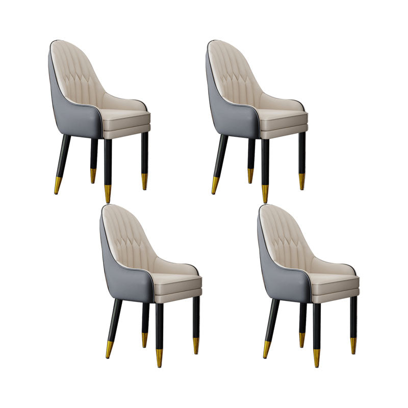 Faux Leather Dining Chairs Modern Parsons Chair with Wood Legs Off-White 4 Piece Set Clearhalo 'Dining Chairs' 'Dining Tables & Seating' 'dining_chair' 'furn' 'furn_dining_chair' 'Furniture' 'Kitchen & Dining Furniture' 7256894