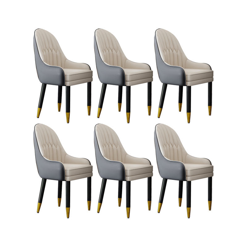 Faux Leather Dining Chairs Modern Parsons Chair with Wood Legs Off-White 6 Piece Set Clearhalo 'Dining Chairs' 'Dining Tables & Seating' 'dining_chair' 'furn' 'furn_dining_chair' 'Furniture' 'Kitchen & Dining Furniture' 7256895