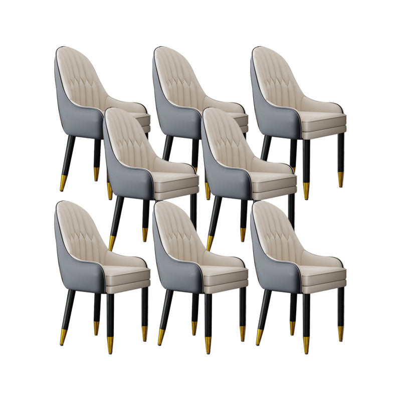 Faux Leather Dining Chairs Modern Parsons Chair with Wood Legs Off-White 8 Piece Set Clearhalo 'Dining Chairs' 'Dining Tables & Seating' 'dining_chair' 'furn' 'furn_dining_chair' 'Furniture' 'Kitchen & Dining Furniture' 7256896