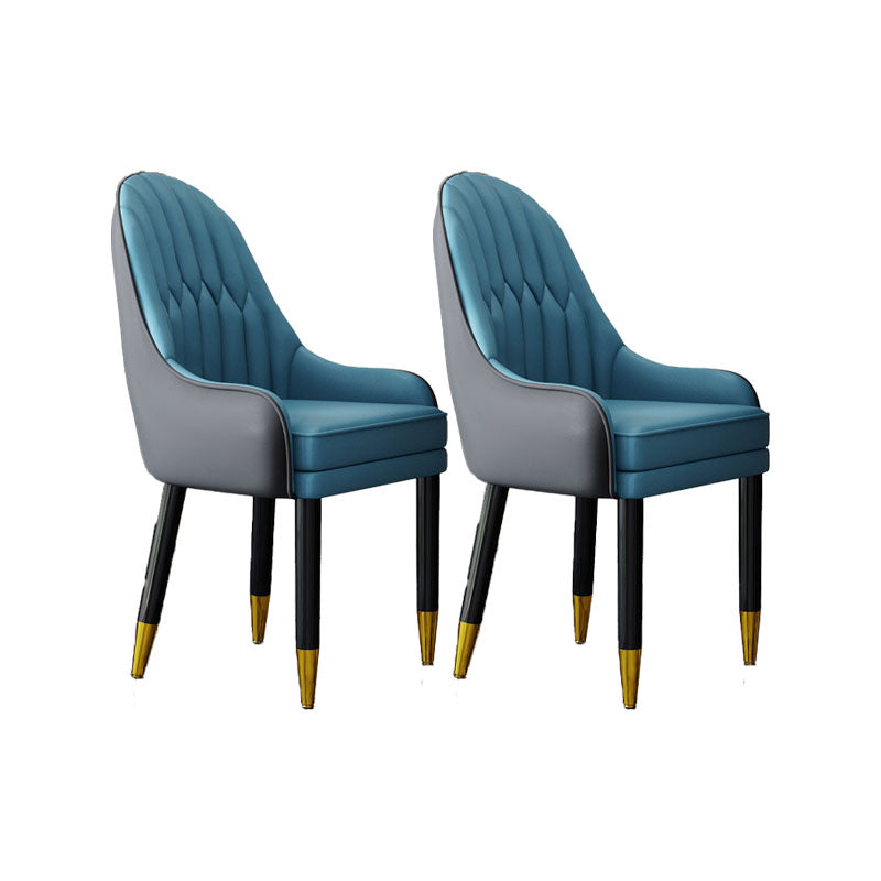 Faux Leather Dining Chairs Modern Parsons Chair with Wood Legs Lake Blue 2 Piece Set Clearhalo 'Dining Chairs' 'Dining Tables & Seating' 'dining_chair' 'furn' 'furn_dining_chair' 'Furniture' 'Kitchen & Dining Furniture' 7256898