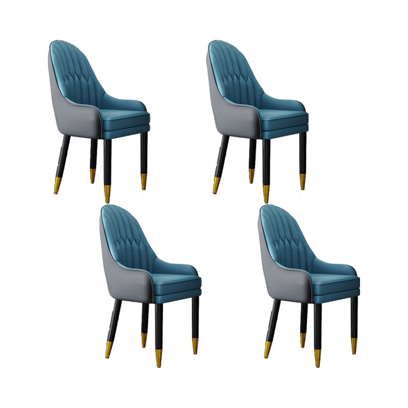 Faux Leather Dining Chairs Modern Parsons Chair with Wood Legs Lake Blue 4 Piece Set Clearhalo 'Dining Chairs' 'Dining Tables & Seating' 'dining_chair' 'furn' 'furn_dining_chair' 'Furniture' 'Kitchen & Dining Furniture' 7256899