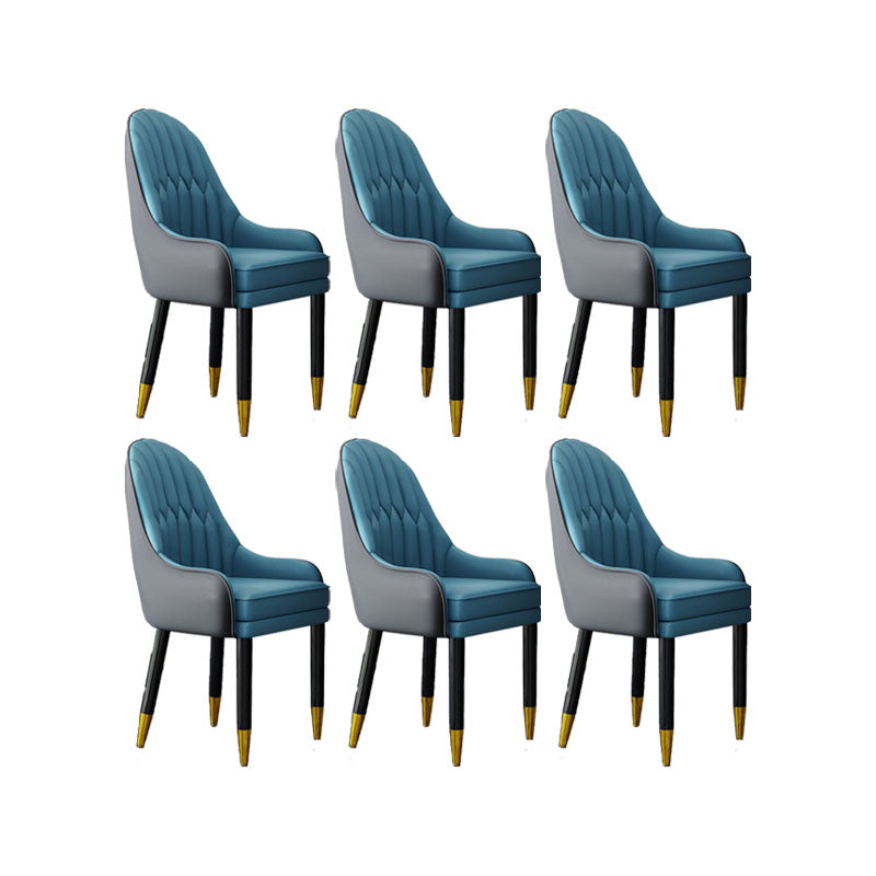 Faux Leather Dining Chairs Modern Parsons Chair with Wood Legs Lake Blue 6 Piece Set Clearhalo 'Dining Chairs' 'Dining Tables & Seating' 'dining_chair' 'furn' 'furn_dining_chair' 'Furniture' 'Kitchen & Dining Furniture' 7256900