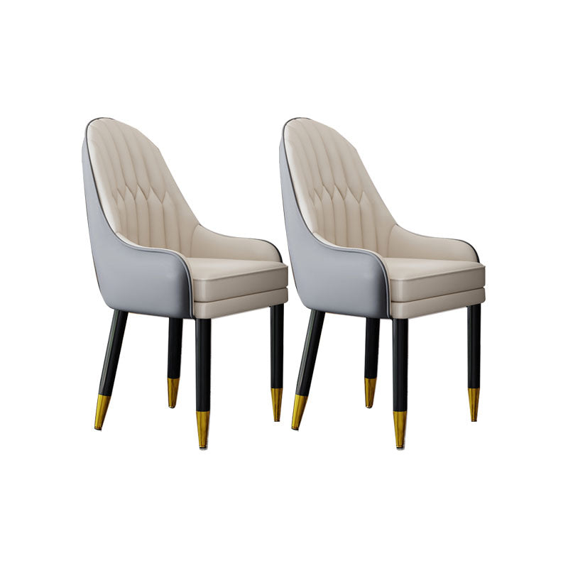 Faux Leather Dining Chairs Modern Parsons Chair with Wood Legs Light Gray Beige 2 Piece Set Clearhalo 'Dining Chairs' 'Dining Tables & Seating' 'dining_chair' 'furn' 'furn_dining_chair' 'Furniture' 'Kitchen & Dining Furniture' 7256913