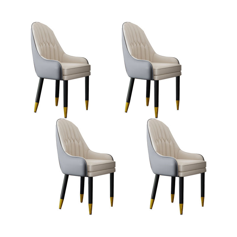Faux Leather Dining Chairs Modern Parsons Chair with Wood Legs Light Gray Beige 4 Piece Set Clearhalo 'Dining Chairs' 'Dining Tables & Seating' 'dining_chair' 'furn' 'furn_dining_chair' 'Furniture' 'Kitchen & Dining Furniture' 7256914