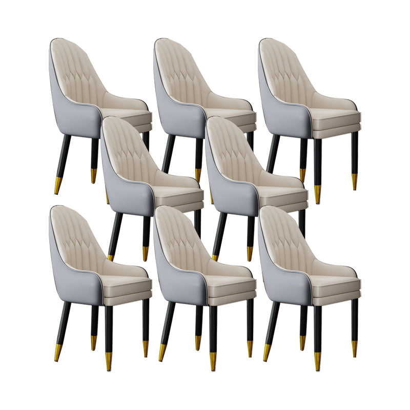 Faux Leather Dining Chairs Modern Parsons Chair with Wood Legs Light Gray Beige 8 Piece Set Clearhalo 'Dining Chairs' 'Dining Tables & Seating' 'dining_chair' 'furn' 'furn_dining_chair' 'Furniture' 'Kitchen & Dining Furniture' 7256916