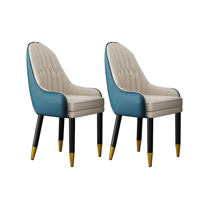 Faux Leather Dining Chairs Modern Parsons Chair with Wood Legs Blue-White 2 Piece Set Clearhalo 'Dining Chairs' 'Dining Tables & Seating' 'dining_chair' 'furn' 'furn_dining_chair' 'Furniture' 'Kitchen & Dining Furniture' 7256918