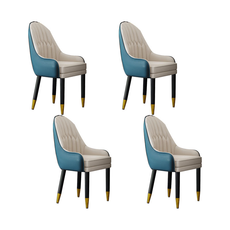 Faux Leather Dining Chairs Modern Parsons Chair with Wood Legs Blue-White 4 Piece Set Clearhalo 'Dining Chairs' 'Dining Tables & Seating' 'dining_chair' 'furn' 'furn_dining_chair' 'Furniture' 'Kitchen & Dining Furniture' 7256919