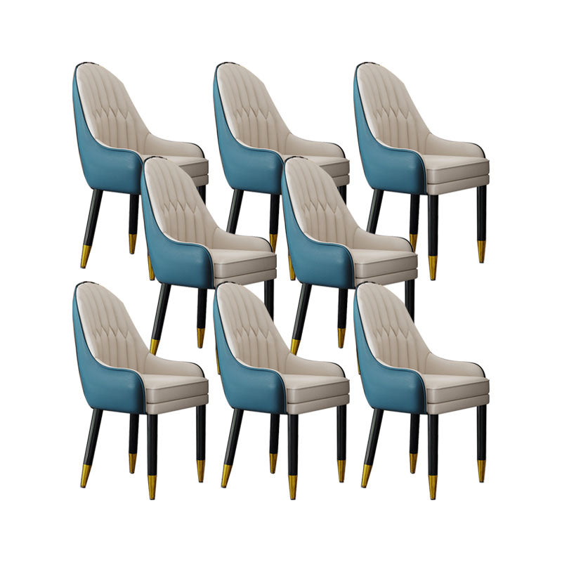Faux Leather Dining Chairs Modern Parsons Chair with Wood Legs Blue-White 8 Piece Set Clearhalo 'Dining Chairs' 'Dining Tables & Seating' 'dining_chair' 'furn' 'furn_dining_chair' 'Furniture' 'Kitchen & Dining Furniture' 7256921