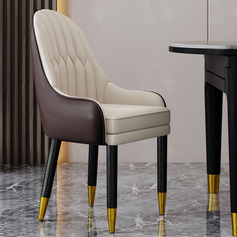 Faux Leather Dining Chairs Modern Parsons Chair with Wood Legs Coffee Beige 1 Piece Clearhalo 'Dining Chairs' 'Dining Tables & Seating' 'dining_chair' 'furn' 'furn_dining_chair' 'Furniture' 'Kitchen & Dining Furniture' 7256922