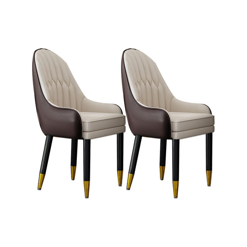 Faux Leather Dining Chairs Modern Parsons Chair with Wood Legs Coffee Beige 2 Piece Set Clearhalo 'Dining Chairs' 'Dining Tables & Seating' 'dining_chair' 'furn' 'furn_dining_chair' 'Furniture' 'Kitchen & Dining Furniture' 7256923