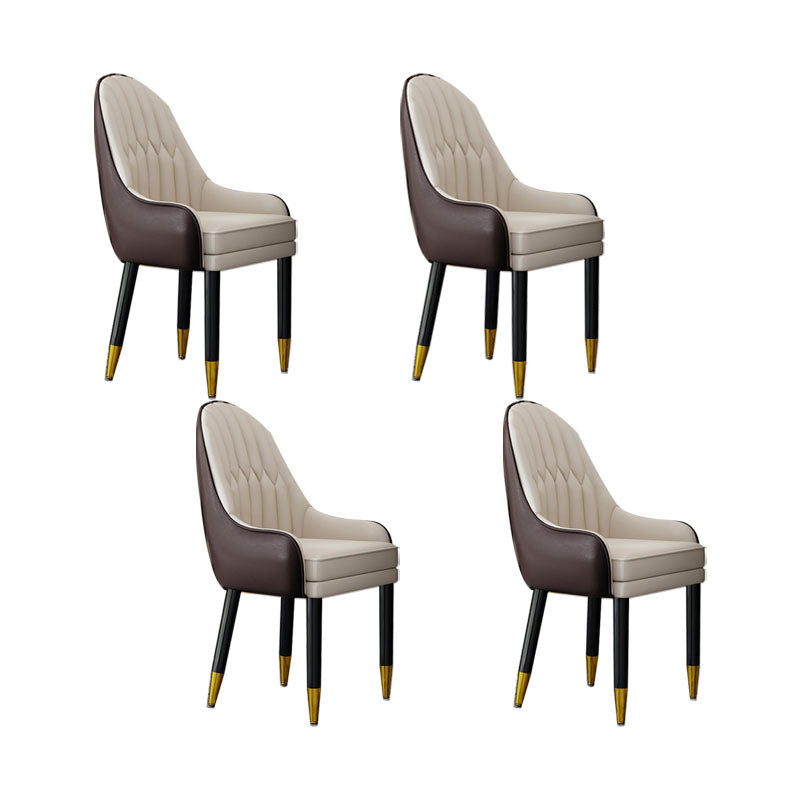 Faux Leather Dining Chairs Modern Parsons Chair with Wood Legs Coffee Beige 4 Piece Set Clearhalo 'Dining Chairs' 'Dining Tables & Seating' 'dining_chair' 'furn' 'furn_dining_chair' 'Furniture' 'Kitchen & Dining Furniture' 7256924