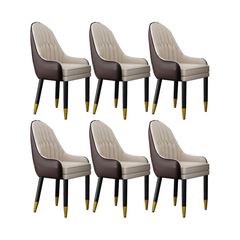 Faux Leather Dining Chairs Modern Parsons Chair with Wood Legs Coffee Beige 6 Piece Set Clearhalo 'Dining Chairs' 'Dining Tables & Seating' 'dining_chair' 'furn' 'furn_dining_chair' 'Furniture' 'Kitchen & Dining Furniture' 7256925