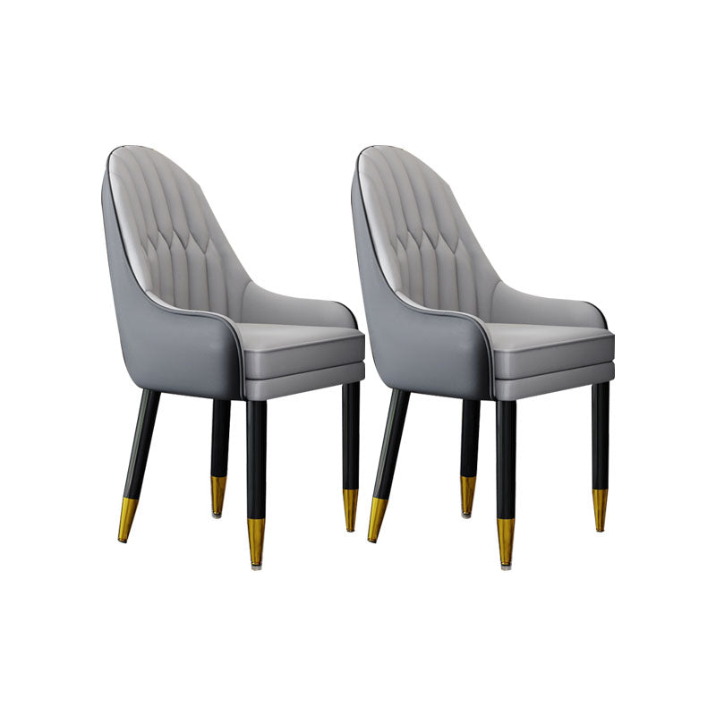 Faux Leather Dining Chairs Modern Parsons Chair with Wood Legs Concrete Gray 2 Piece Set Clearhalo 'Dining Chairs' 'Dining Tables & Seating' 'dining_chair' 'furn' 'furn_dining_chair' 'Furniture' 'Kitchen & Dining Furniture' 7256928